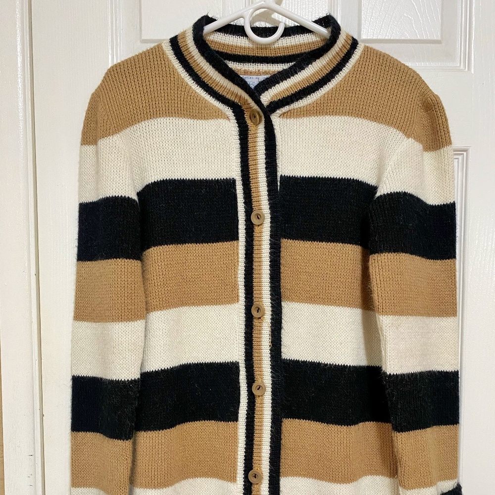 Vintage LeRoy Knitware California Size M Blue Stripped Women’s Front Buttoned C
